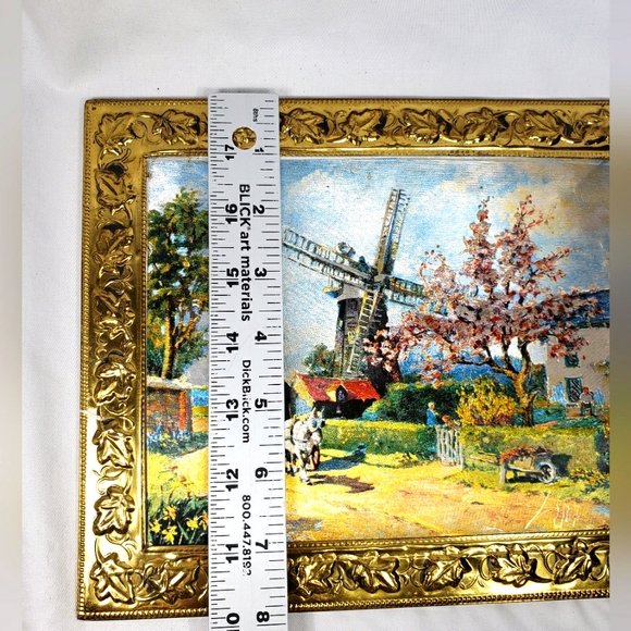 Vintage Set Of 2 Beautiful Painting Pictures With Gold Frame - Picture 12 of 16